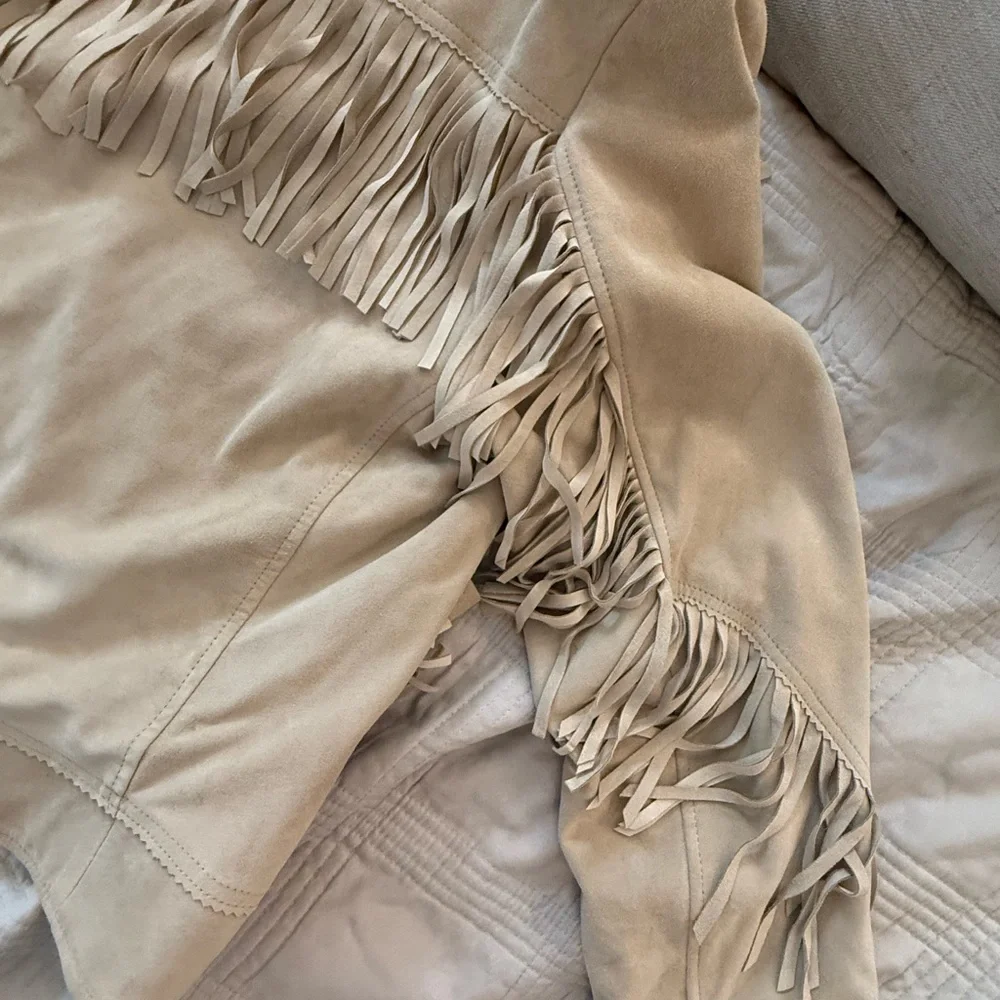 Ralph Lauren Camel Suede Leather Jacket Western Style Boho Fringe - Picture 3 of 17